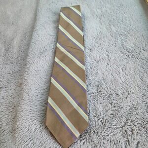 Dooney & Bourke Silk Necktie Mens OS Brown Lavender Yellow Striped Classic‎ Tie